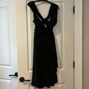 Black House White Market black deep-v dress with cross back.